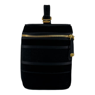 Christian Dior Velvet Logo Vanity Case Top Handle Bag Black