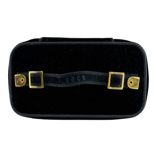 Christian Dior Velvet Logo Vanity Case Top Handle Bag Black