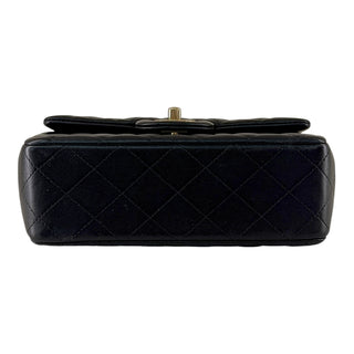 Chanel Mini Top Handle Classic Flap Black Lambskin Bag with Gold Hardware