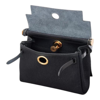 Hermès Herbag Zip 20 Black Canvas & Leather Shoulder Bag with Gold Hardware