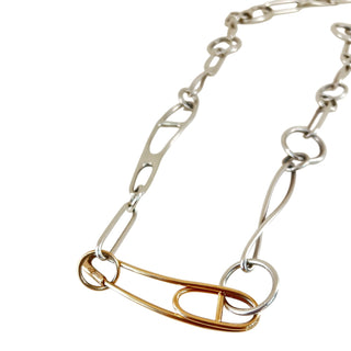 Hermès Chaîne d’Ancre Silver Tone Link Necklace with Gold Accent