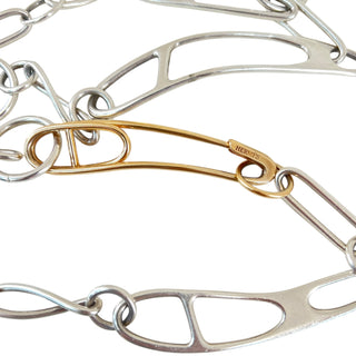 Hermès Chaîne d’Ancre Silver Tone Link Necklace with Gold Accent
