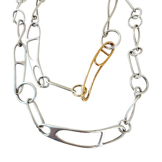 Hermès Chaîne d’Ancre Silver Tone Link Necklace with Gold Accent