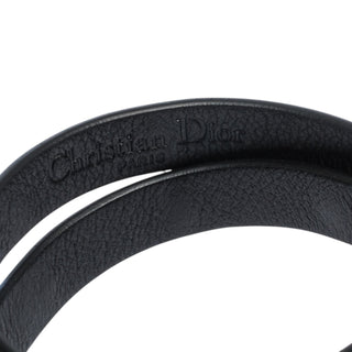 Christian Dior Black Leather “Mystical Motif” Double Wrap Bracelet with Gold Charms