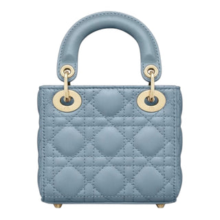 Christian Dior Micro Lady Dior Cloud Blue Cannage Lambskin Bag with Gold Hardware
