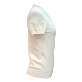 Hermès H Motif Fine Knit Short Sleeve Sweater Cream