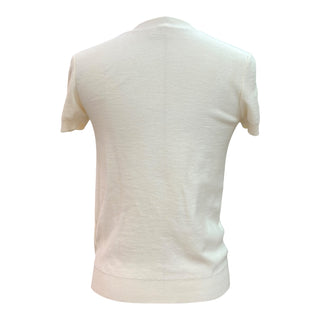 Hermès H Motif Fine Knit Short Sleeve Sweater Cream