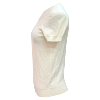 Hermès H Motif Fine Knit Short Sleeve Sweater Cream