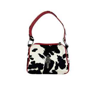 Chrome Hearts Black & White Cow Print Pony Hair Shoulder Bag