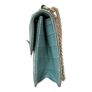 Valentino Garavani Rockstud Croc Mini Chain Shoulder Bag in Mint Green