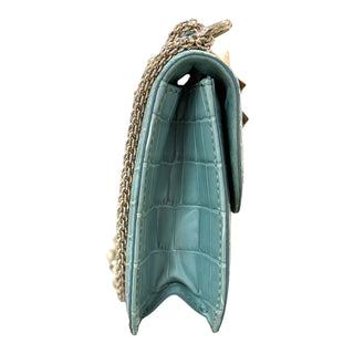 Valentino Garavani Rockstud Croc Mini Chain Shoulder Bag in Mint Green