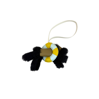 Hermès Black Fox Terrier Merinos Wool & Milo Lambskin Bag Charm