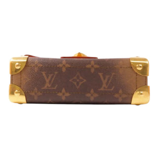 Louis Vuitton Petite Malle Monogram Canvas Crossbody Bag with Orange Leather Trim