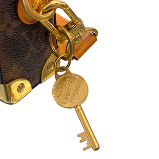 Louis Vuitton Petite Malle Monogram Canvas Crossbody Bag with Orange Leather Trim