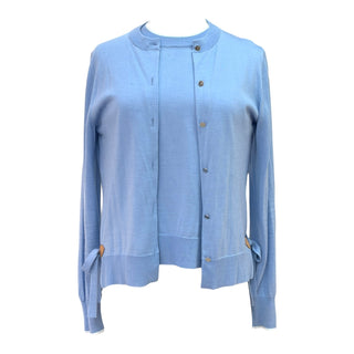 Louis Vuitton Blue Cashmere Cardigan & Top Set with Tie Detail