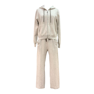 Louis Vuitton Beige Knit Hooded Tracksuit Set