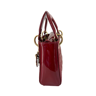 Christian Dior Cherry Red Patent Cannage Calfskin Mini Lady Dior Bag