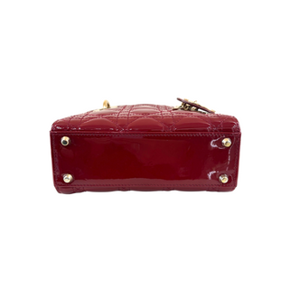 Christian Dior Cherry Red Patent Cannage Calfskin Mini Lady Dior Bag