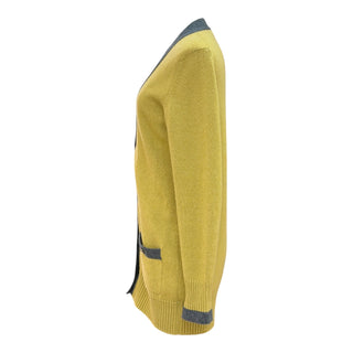 Chanel Yellow & Grey Cashmere Cardigan with CC Buttons
