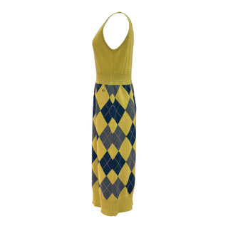 Chanel Yellow Argyle Knit Midi Dress