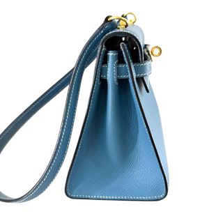 Hermès Bleu Jean Epsom Kelly 20 Sellier with Gold Hardware