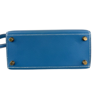 Hermès Bleu Jean Epsom Kelly 20 Sellier with Gold Hardware