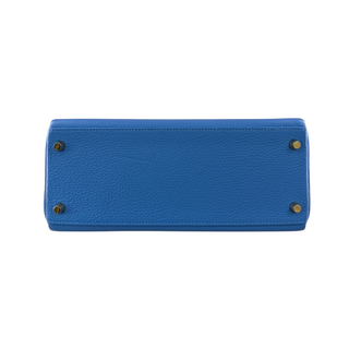 Hermès Bleu Zanzibar Togo Kelly 28 Retourne with Gold Hardware