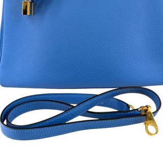Hermès Bleu Zanzibar Togo Kelly 28 Retourne with Gold Hardware