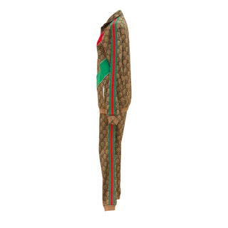 Gucci GG Monogram Chevron Panel Tracksuit Set in Beige with Red & Green