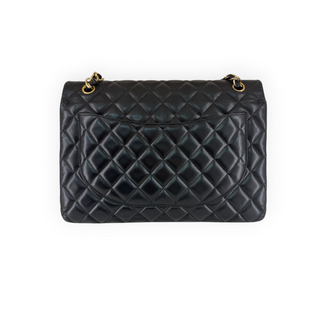 Chanel Black Quilted Lambskin Maxi Classic Double Flap Bag with Gold Hardware
