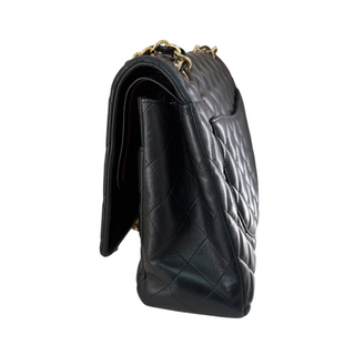 Chanel Black Quilted Lambskin Maxi Classic Double Flap Bag with Gold Hardware