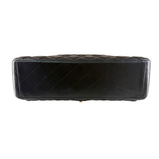 Chanel Black Quilted Lambskin Maxi Classic Double Flap Bag with Gold Hardware