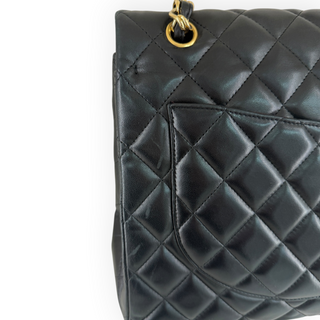 Chanel Black Quilted Lambskin Maxi Classic Double Flap Bag with Gold Hardware