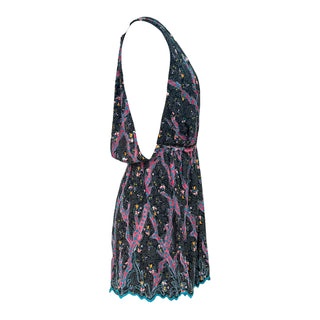 Louis Vuitton Printed Silk Wrap-Style Mini Dress in Black & Multicolour