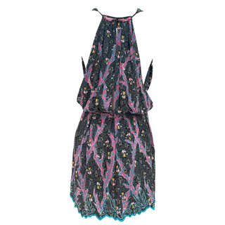 Louis Vuitton Printed Silk Wrap-Style Mini Dress in Black & Multicolour