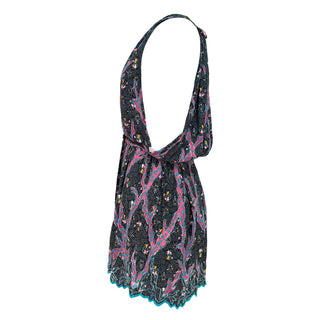 Louis Vuitton Printed Silk Wrap-Style Mini Dress in Black & Multicolour