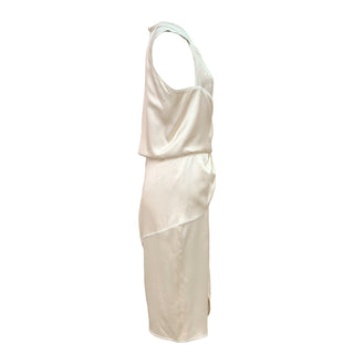 Chanel Ivory Silk Draped Sleeveless Midi Dress