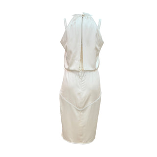 Chanel Ivory Silk Draped Sleeveless Midi Dress