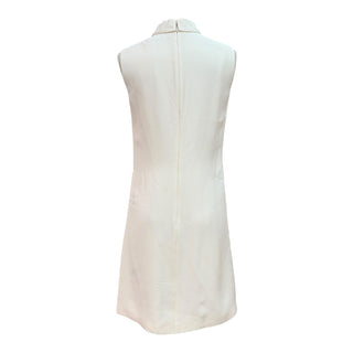 Chanel Ivory Sleeveless Mini Dress with Embellished Bow Collar
