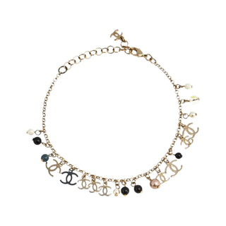 Chanel Gold-Tone CC Pearl Embellished Pendant Necklace