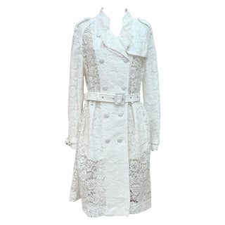 Givenchy White Lace Belted Trench Coat Dress