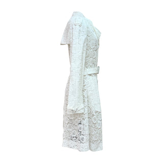 Givenchy White Lace Belted Trench Coat Dress