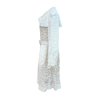 Givenchy White Lace Belted Trench Coat Dress