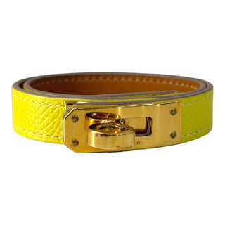 Hermès Kelly Double Tour Lime Epsom Leather Bracelet Gold Hardware