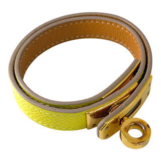 Hermès Kelly Double Tour Lime Epsom Leather Bracelet Gold Hardware