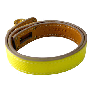 Hermès Kelly Double Tour Lime Epsom Leather Bracelet Gold Hardware
