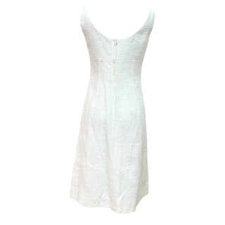 Dolce & Gabbana White Brocade Embellished Dress & Cropped Jacket Set