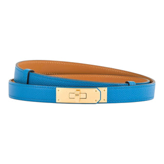 Hermès Kelly Belt Bleu Frida Epsom Leather Gold Hardware