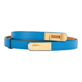 Hermès Kelly Belt Bleu Frida Epsom Leather Gold Hardware