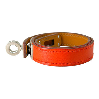 Hermès Kelly Double Tour Rouge Leather Bracelet Palladium Hardware